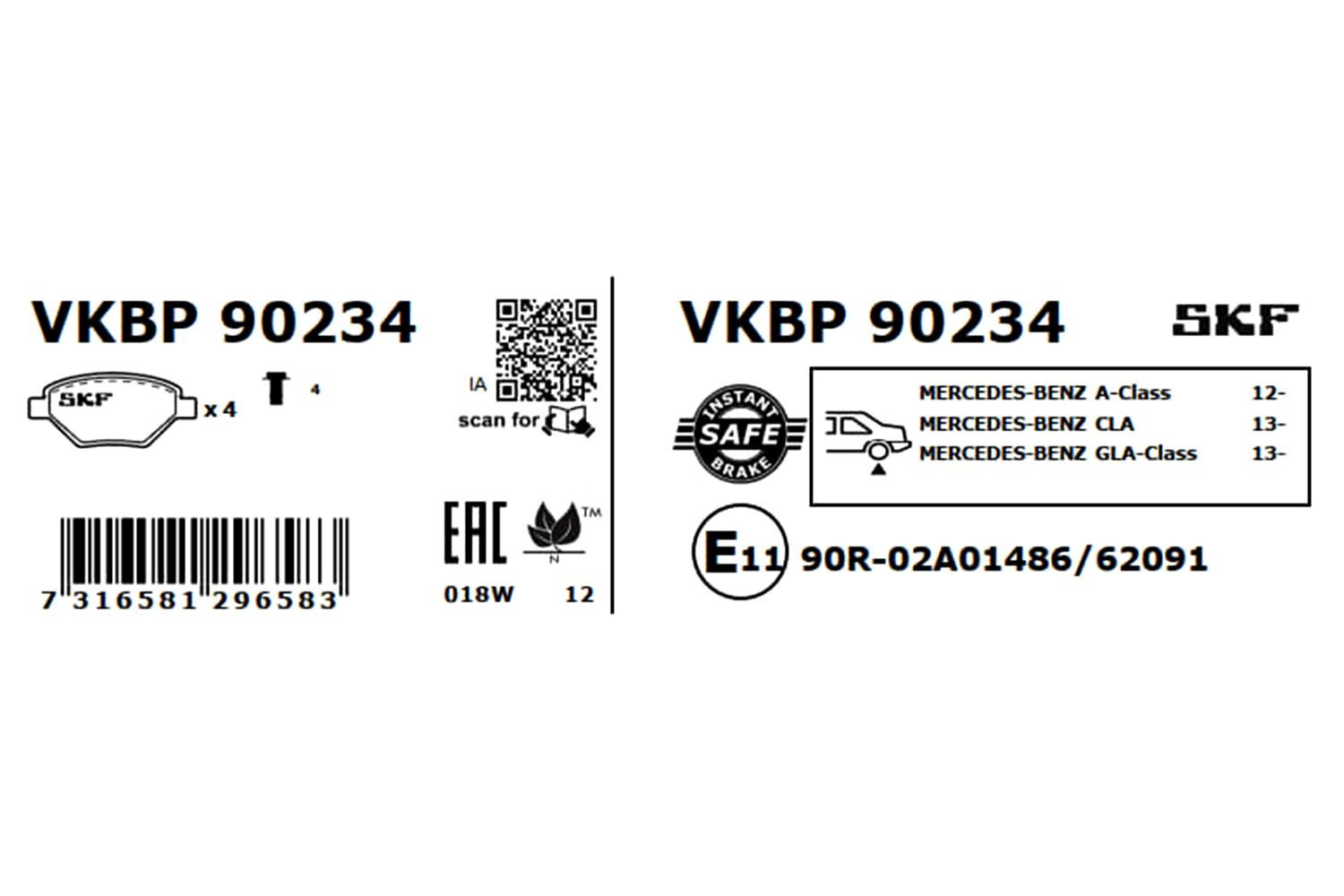 Колодки дисковые  SKF VKBP90234 цена, от 29.14 USD