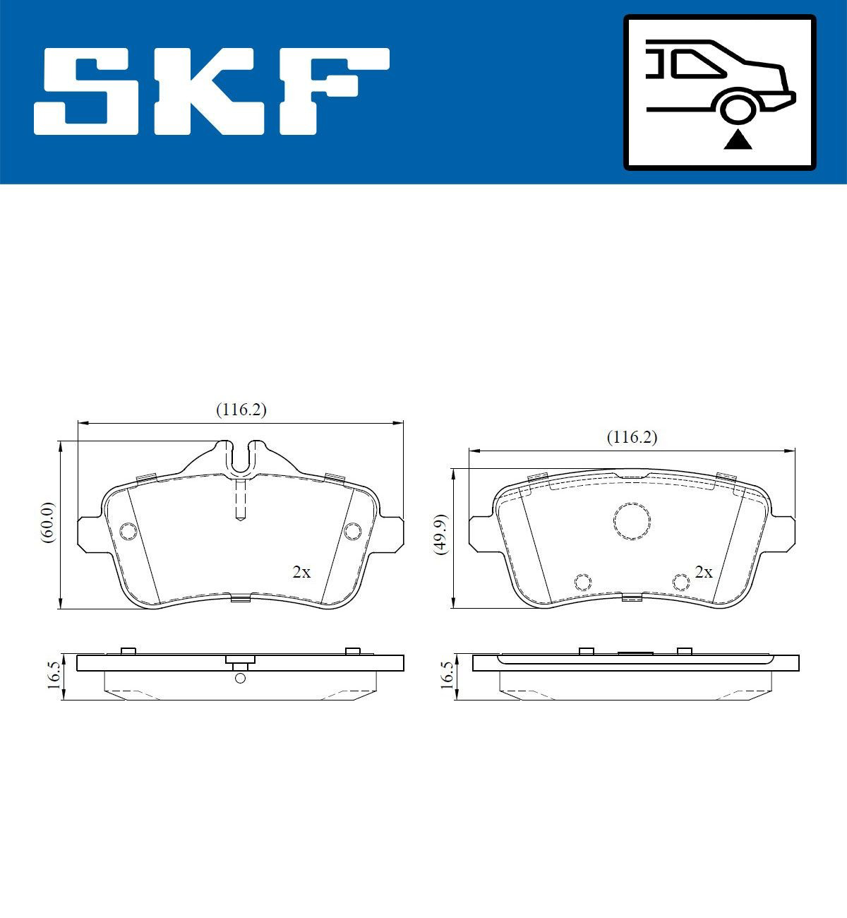Купить VKBP90234 SKF Колодки тормозные задние, дисковые