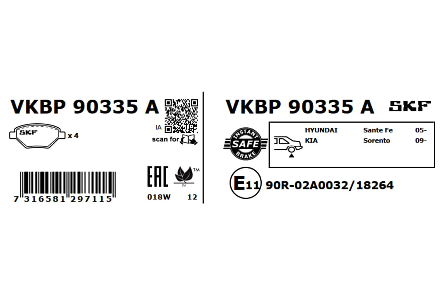Купить VKBP90335A SKF Колодки тормозные задние, дисковые