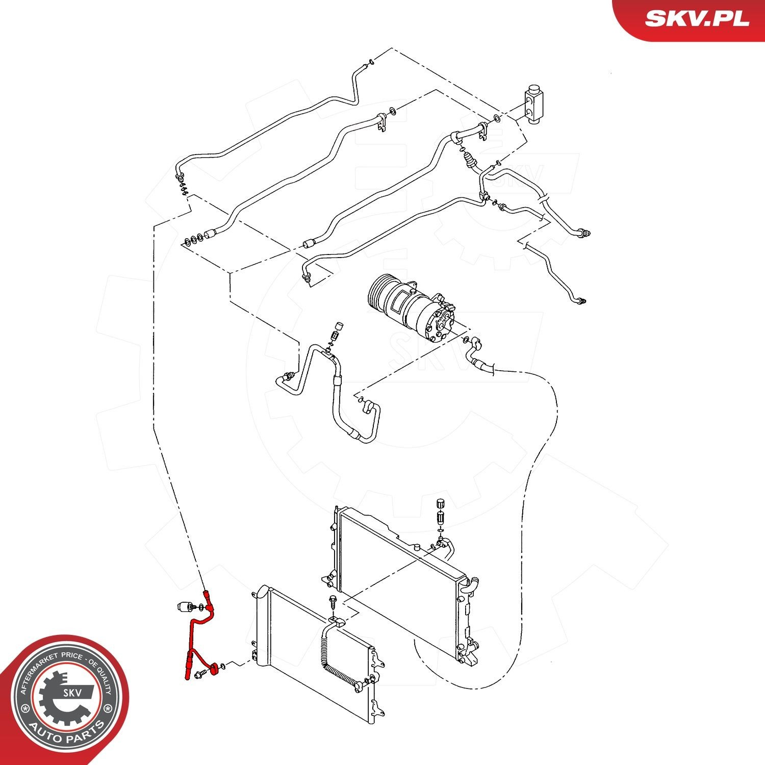 Шланг кондиционера, от радиатора к испарителю SKV 43SKV501 цена, от 29.21 USD