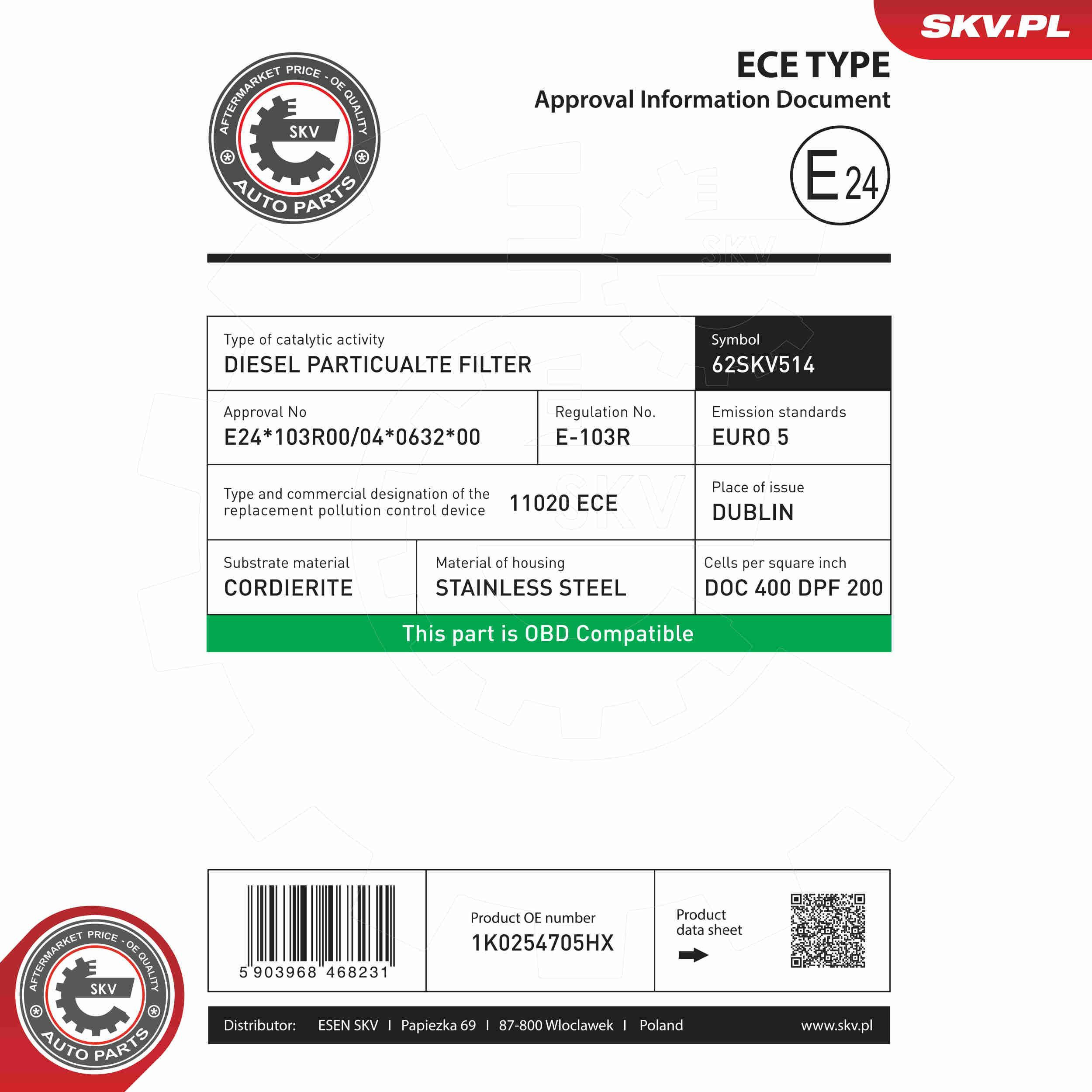 Глушитель, передняя часть SKV 62SKV514 цена, от 492.57 USD