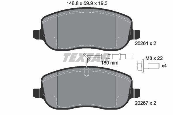 2026101 Textar Колодки передние