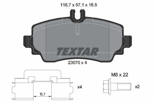 2307003 Textar Колодки передние