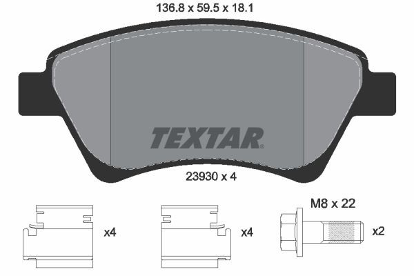 Передние тормозные колодки 2393001 Textar
