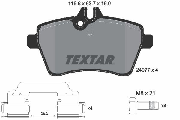 2407702 Textar Колодки передние