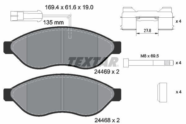 2446901 Textar Колодки передние