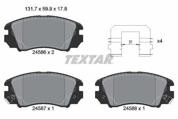 2458601 Textar Колодки передние