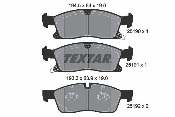 Передние тормозные колодки 2519002 Textar
