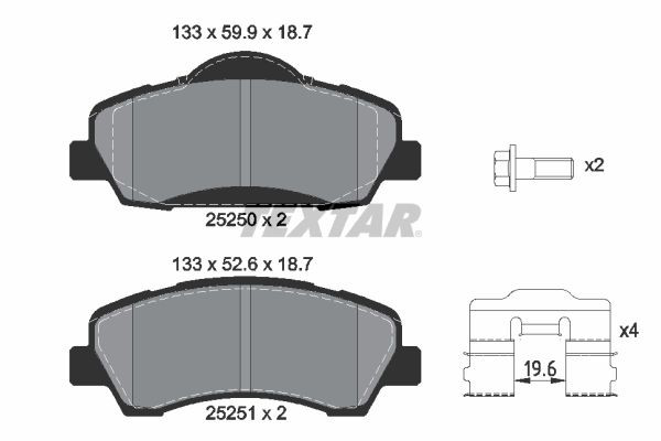 2525001 Textar Колодки передние