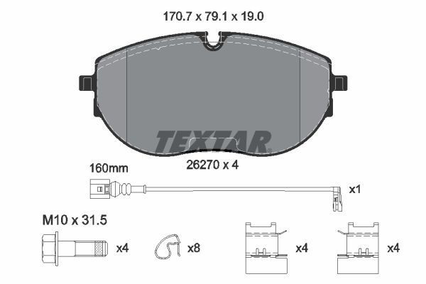 Передние тормозные колодки 2627001 Textar