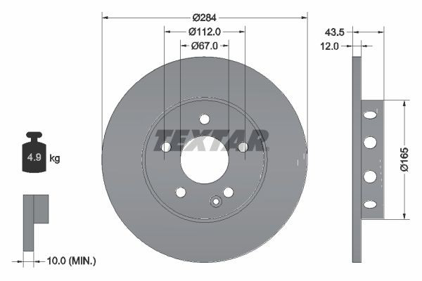 92059303 Textar Диск тормозной передний