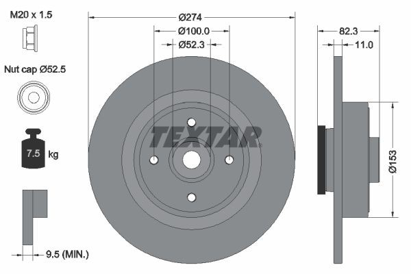 92141403 Textar Дисковый тормоз