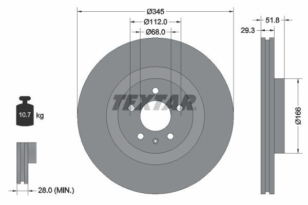 92160205 Textar Диск тормозной передний