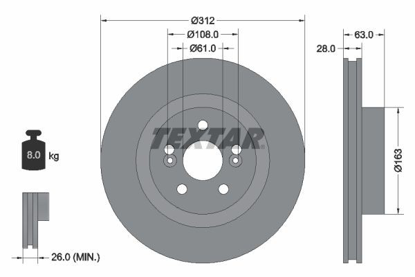 92167703 Textar Диск тормозной передний