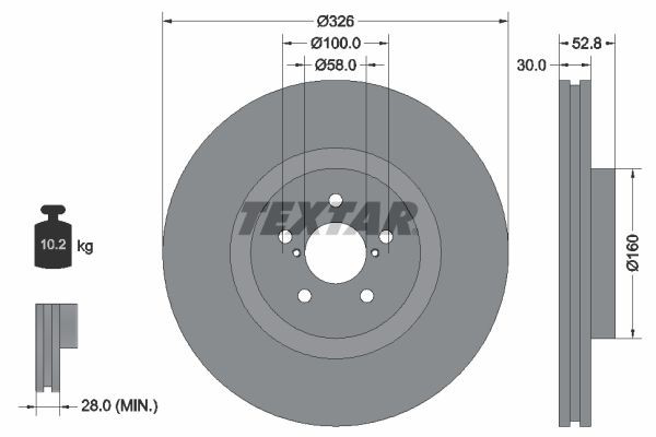 92167900 Textar Диск тормозной передний