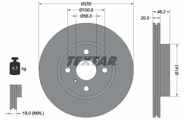 92199900 Textar Диск тормозной передний