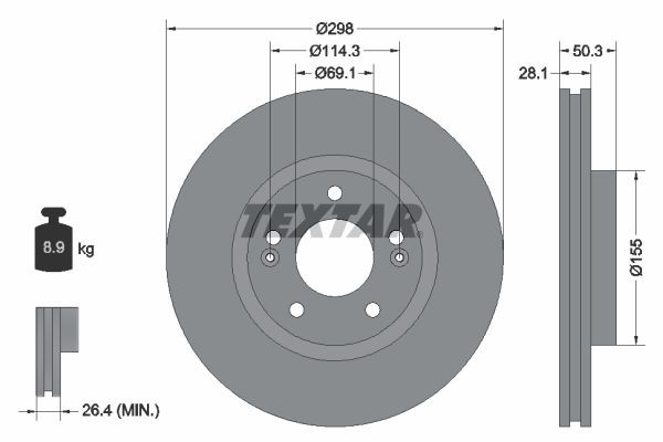 92253603 Textar Диск тормозной передний