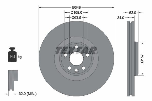 92301805 Textar Диск тормозной передний
