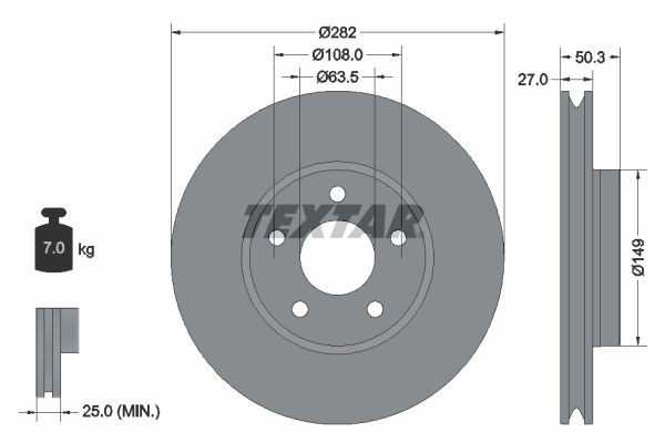 92303405 Textar Диск тормозной передний