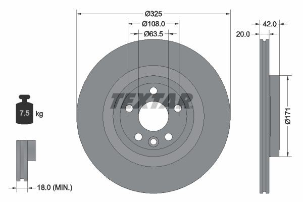 92314305 Textar Дисковый тормоз