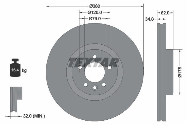 92316405 Textar Диск тормозной передний