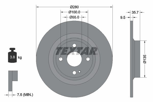92320003 Textar Дисковый тормоз