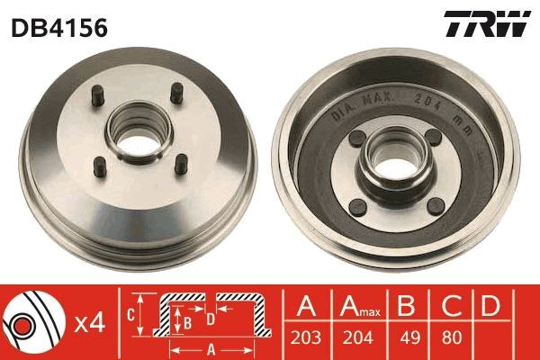 Барабан тормозной задний TRW DB4156 цена, от 35.90 USD