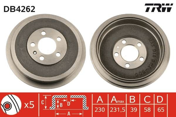 Барабан тормозной задний TRW DB4262 цена, от 49.88 USD
