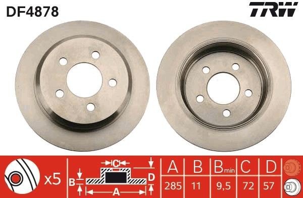 Задний тормозной диск TRW DF4878 цена, от 42.10 USD