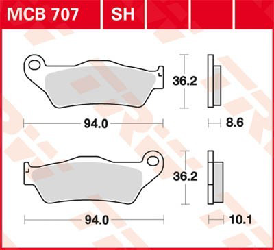 Колодки TRW MCB707 цена, от 26.23 USD