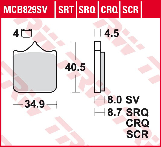 MCB829SV TRW Колодки передние