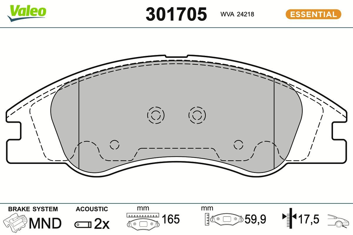 301705 VALEO Колодки передние