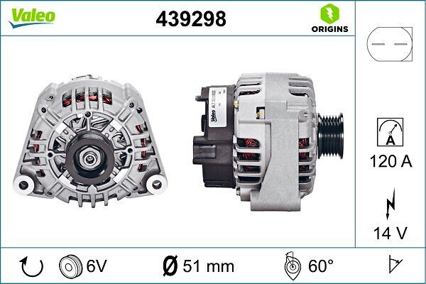 Автомобильный генератор VALEO 439298 цена, от 127.25 USD