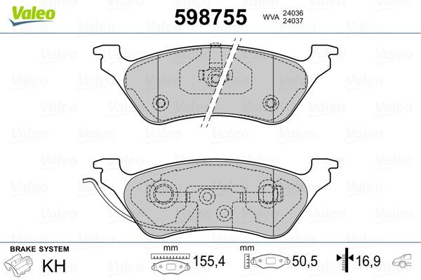 Колодки дисковые  VALEO 598755 цена, от 25.21 USD