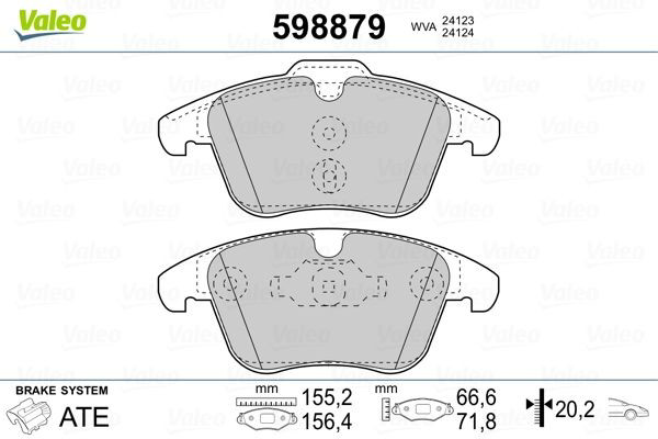 598879 VALEO Колодки передние