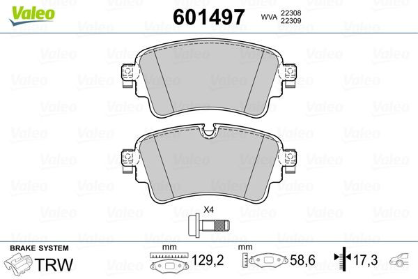 Колодки дисковые  VALEO 601497 цена, от 67.87 USD