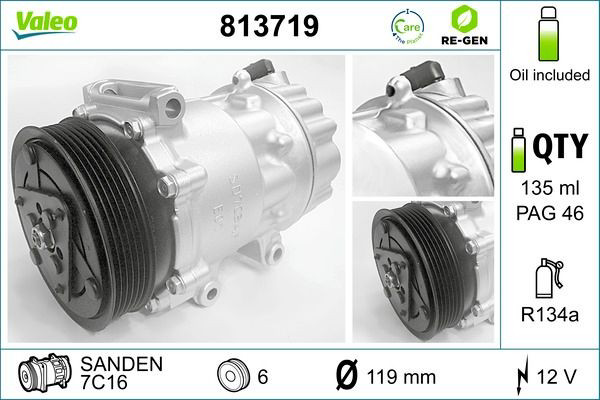 813719 VALEO Компрессор хладагента