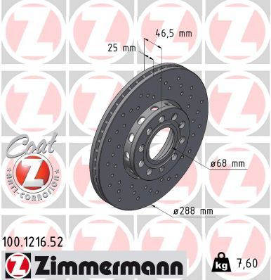 Купить 100121652 Zimmermann Ротор тормозной