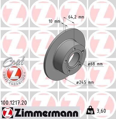 100121720 Zimmermann Дисковый тормоз