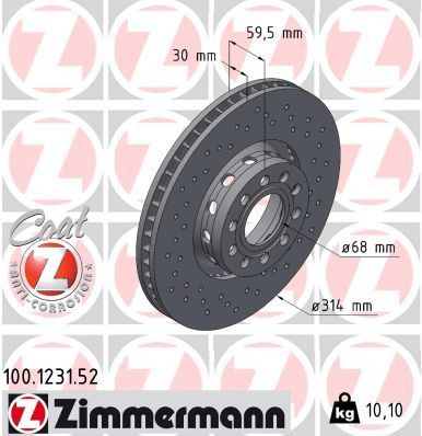 100123152 Zimmermann Диск тормозной передний