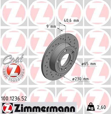 Купить 100123652 Zimmermann Диск тормозной задний
