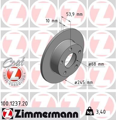 100123720 Zimmermann Дисковый тормоз