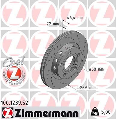 100123952 Zimmermann Дисковый тормоз
