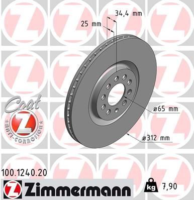 Тормоз дисковый передний Zimmermann 100124020 цена, от 63.54 USD