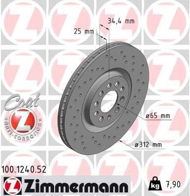 Купить 100124052 Zimmermann Ротор тормозной