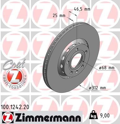 Тормоз дисковый передний Zimmermann 100124220 цена, от 59.78 USD