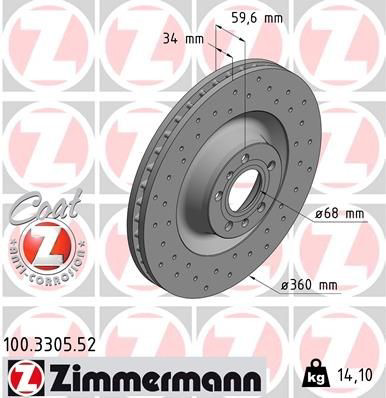 Тормоз дисковый передний Zimmermann 100330552 цена, от 142.33 USD