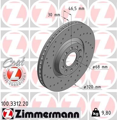 100331220 Zimmermann Диск тормозной передний