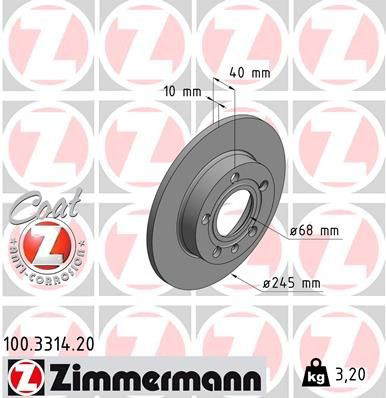 100331420 Zimmermann Дисковый тормоз