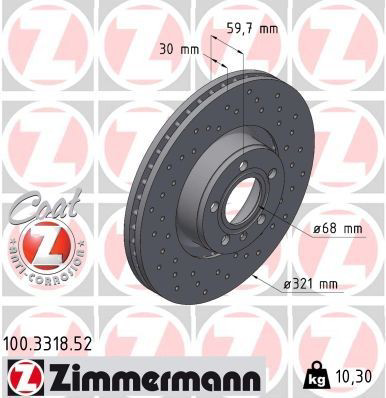 100331852 Zimmermann Диск тормозной передний